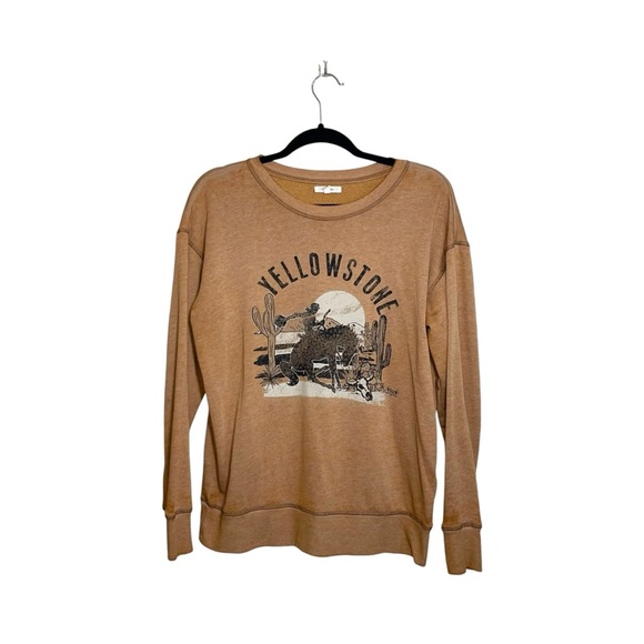 Maurices Mustard Yellow Western Yellowstone Graphic Sweatshirt Medium Women’s - Picture 11 of 11